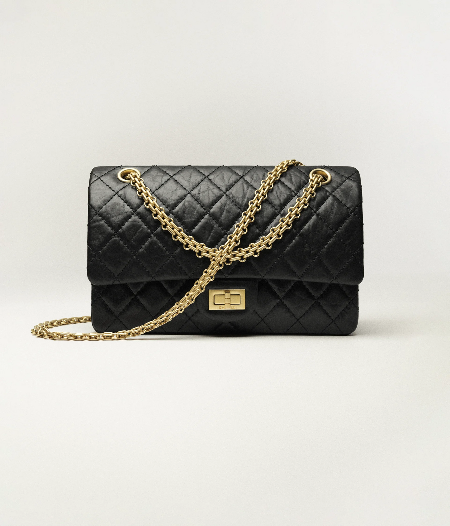 CHANEL-2.55 HANDBAG BLACK 6.3 x 9.4 x 3 in (cm)