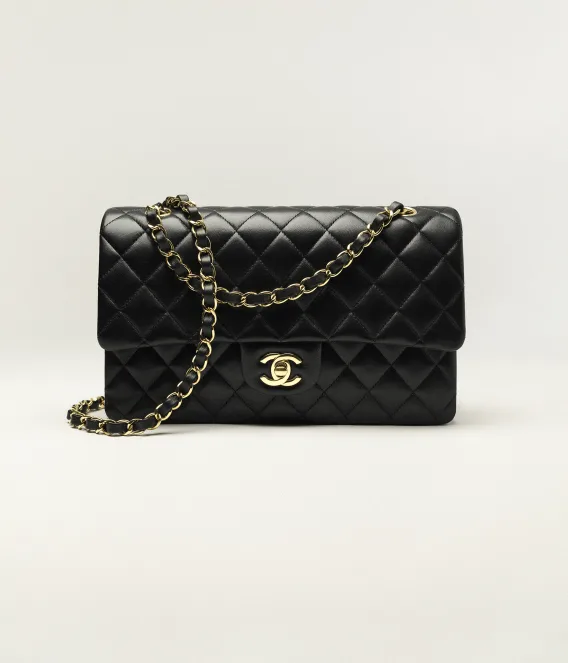CHANEL-CLASSIC 11.12 HANDBAG BLACK 6.1 x 10 x 2.6 in (cm)