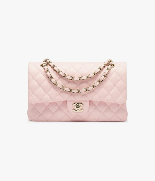 CHANEL-CLASSIC 11.12 HANDBAG LIGHT PINK 6.1 x 10 x 2.6 in (cm)