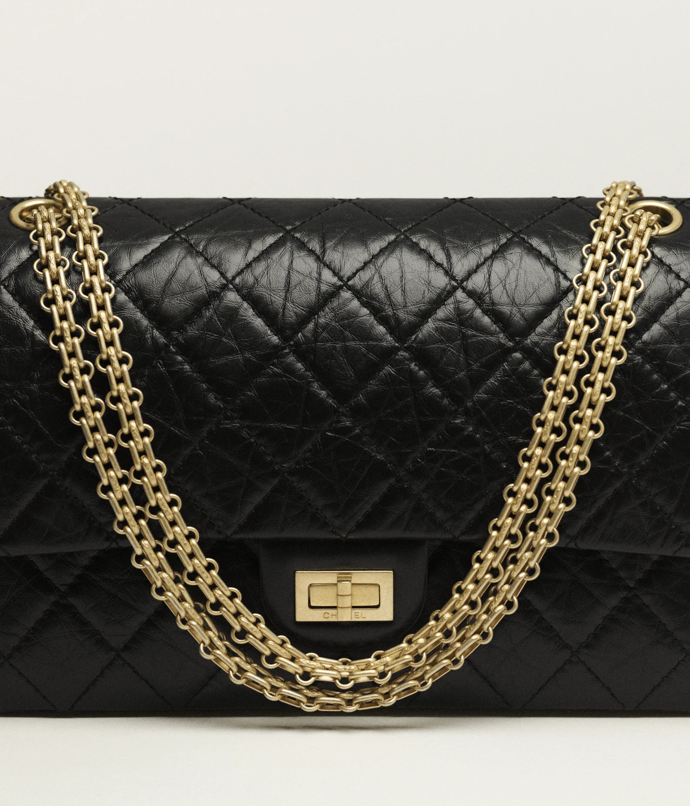 CHANEL-LARGE 2.55 HANDBAG BLACK 7.7 x 11 x 3