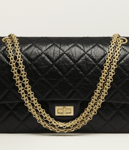 CHANEL-LARGE 2.55 HANDBAG BLACK 7.7 x 11 x 3