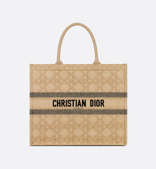 Large Dior Book Tote Natural Cannage Raffia 42 x 35 x 18.5 cm