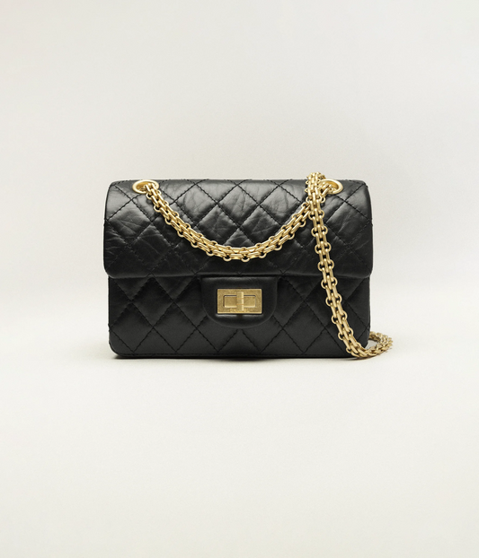CHANEL-MINI 2.55 HANDBAG BLACK 6.1 x 7.9 x 2.4