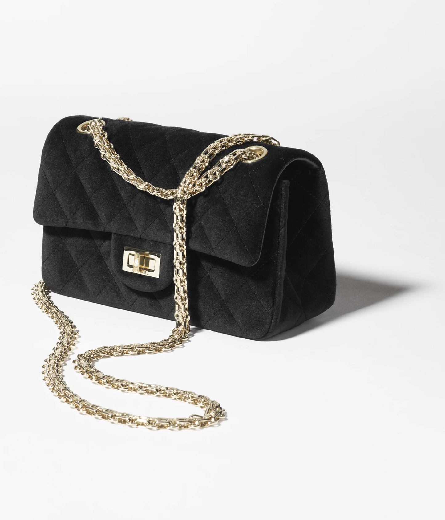 CHANEL-MINI 2.55 HANDBAG BLACK&CRYSTAL 6.1 x 7.9 x 2.4