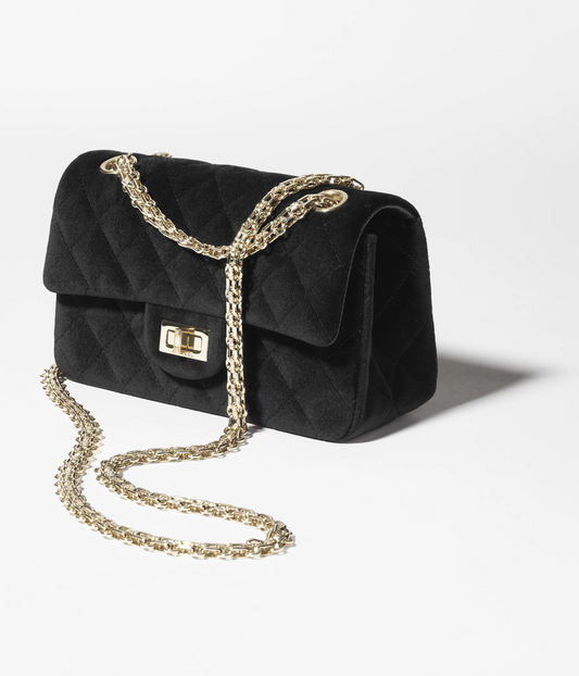 CHANEL-MINI 2.55 HANDBAG BLACK&CRYSTAL 6.1 x 7.9 x 2.4
