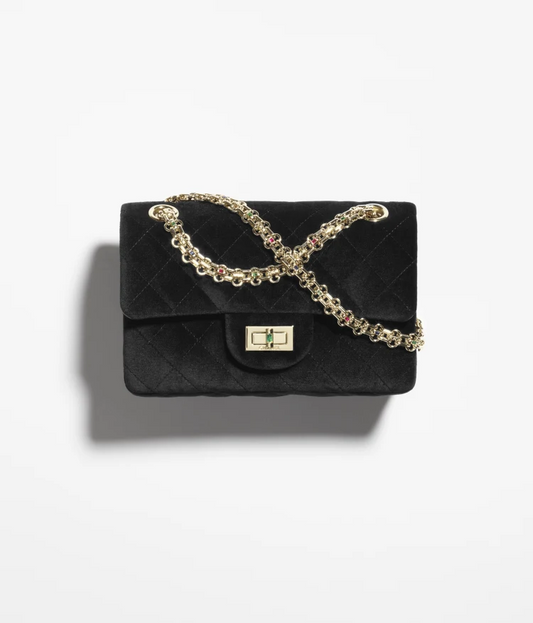 CHANEL-MINI 2.55 HANDBAG BLACK&MULTICOLOR 6.1 x 7.9 x 2.4