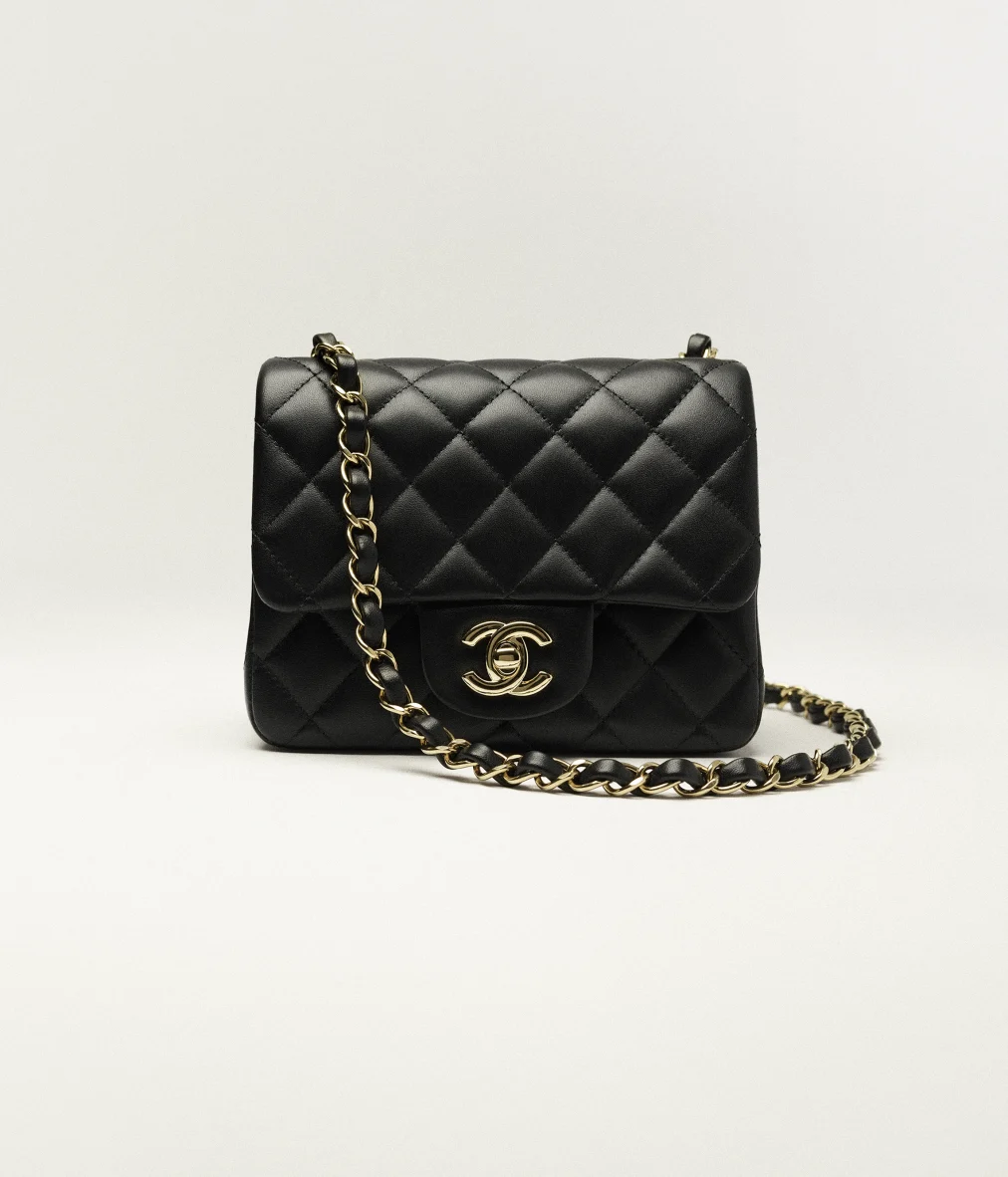 CHANEL-MINI CLASSIC HANDBAG BLACK 4.7 x 7.9 x 2.4 in (cm)